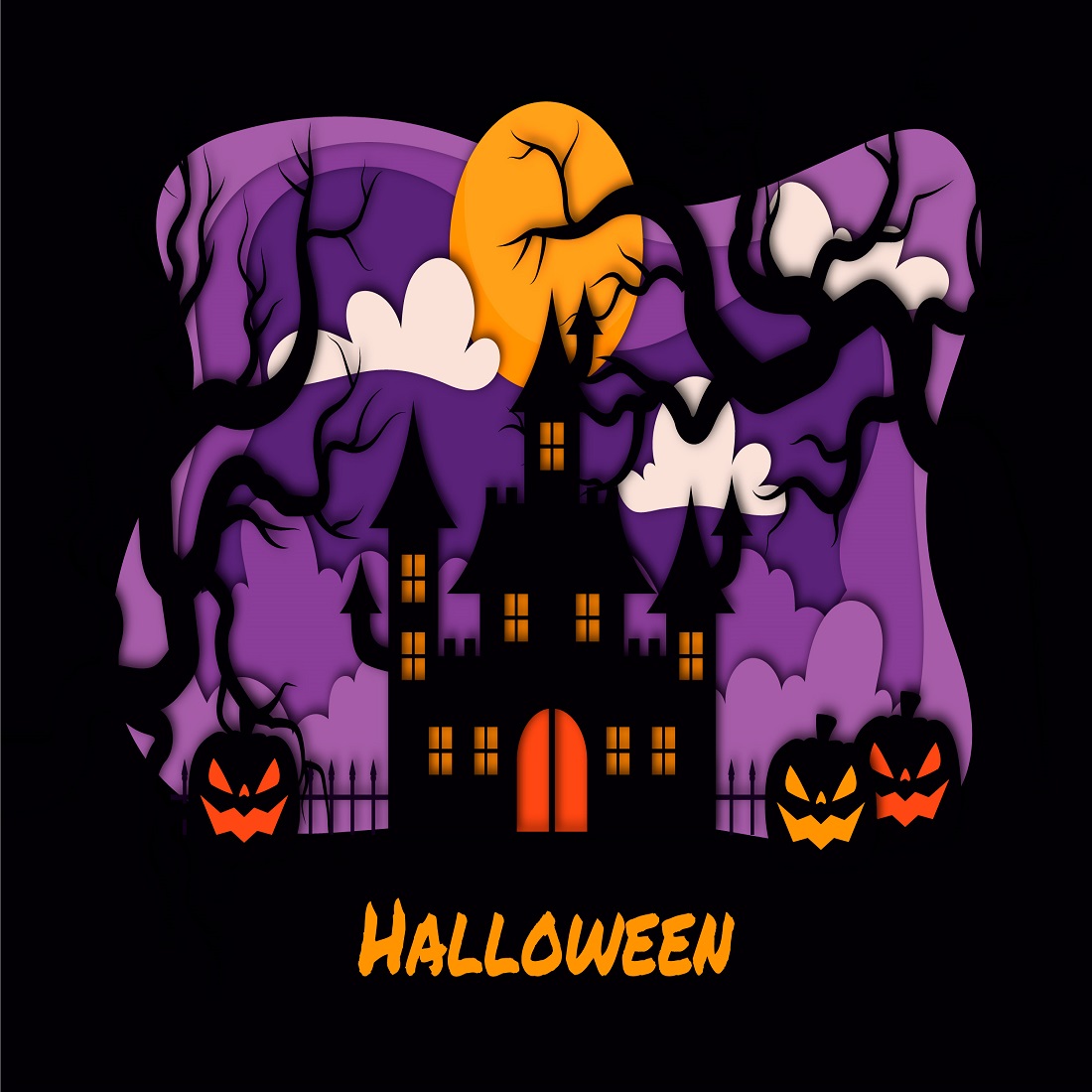 Halloween celebration paper style background cover image.