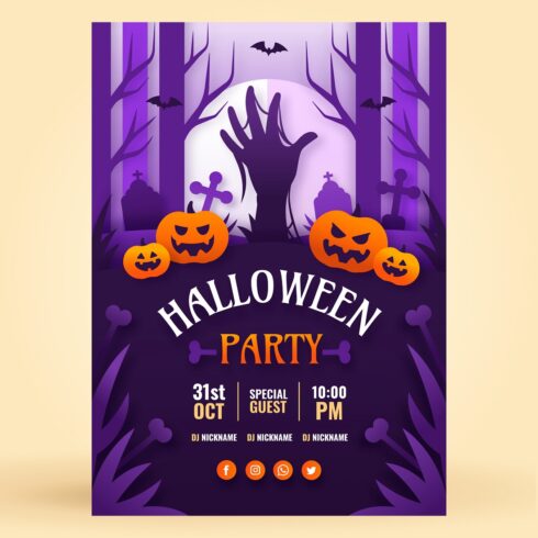 Halloween celebration paper style background cover image.
