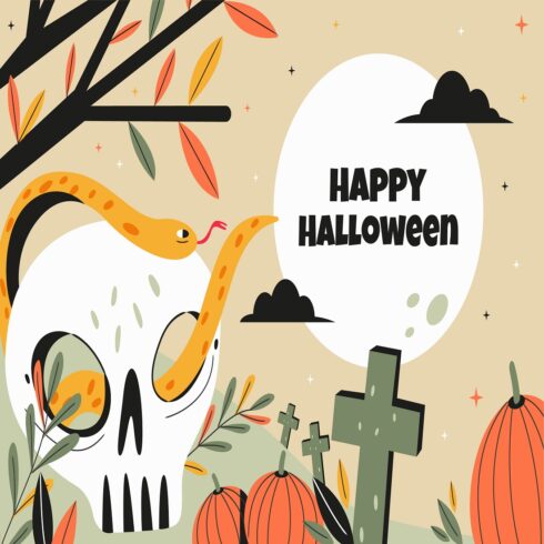 Happy Halloween season celebration background cover image.