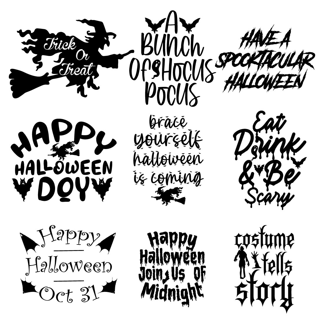 9 Halloween SVG Design Template, Halloween SVG Design, Halloween SVG Design Bundle preview image.