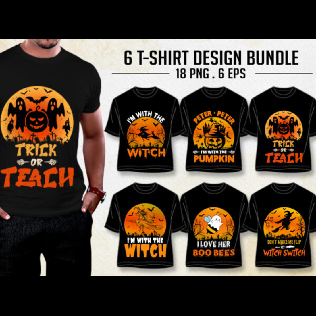 Tow Helloween T Shirt Desgin JPG and PNG preview image.