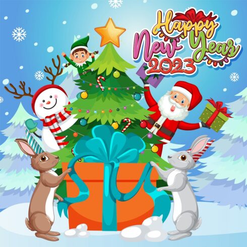 Happy new year 2023 banner Christmas cover image.