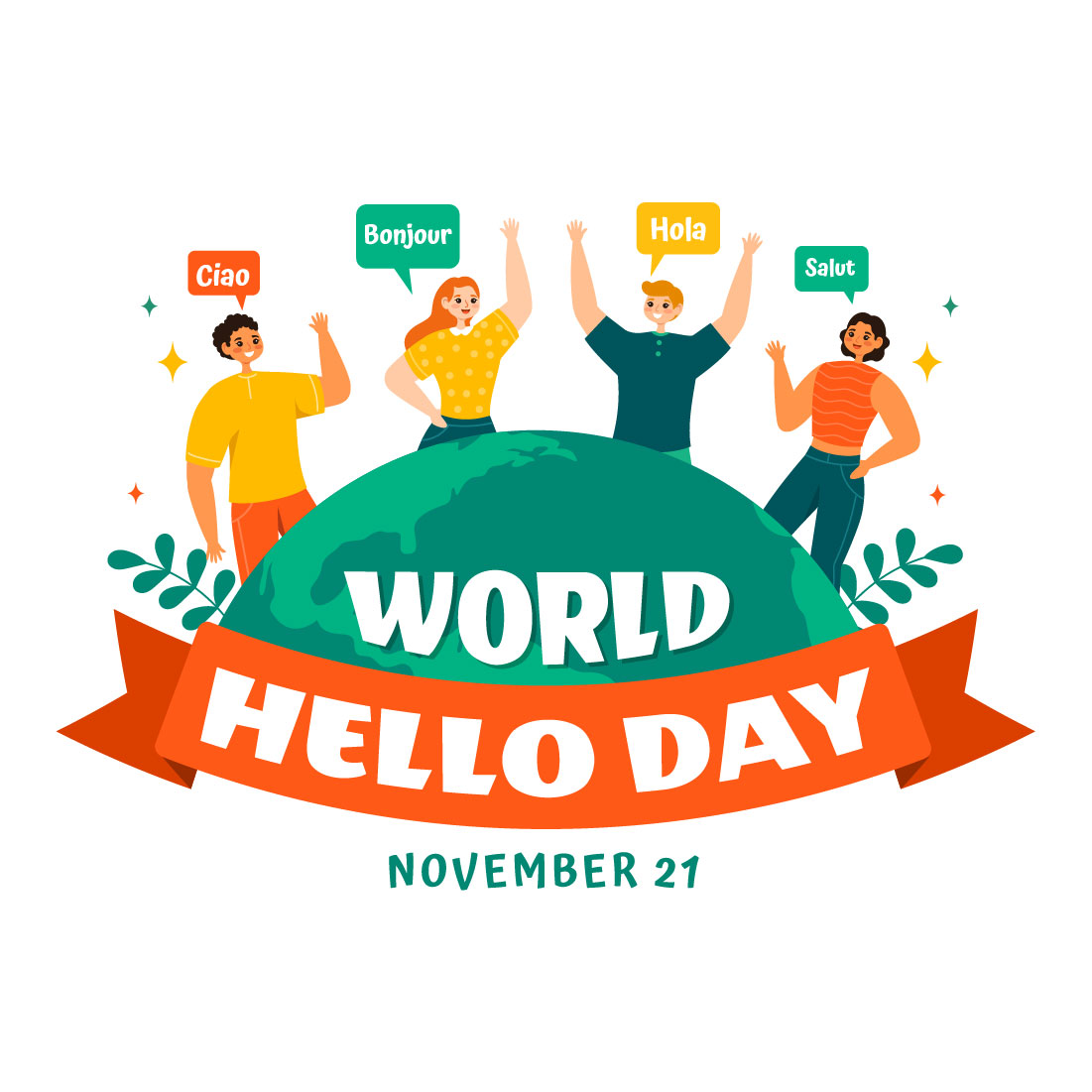 12 World Hello Day Illustration preview image.