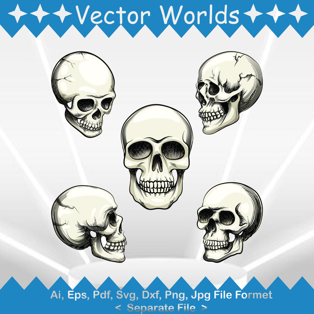 Human Skull SVG Vector Design preview image.