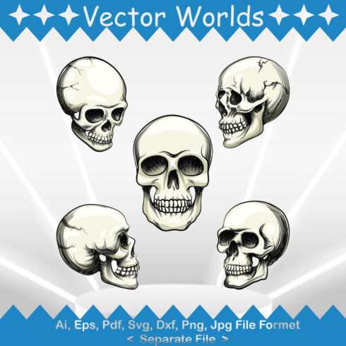 Human Skull SVG Vector Design cover image.