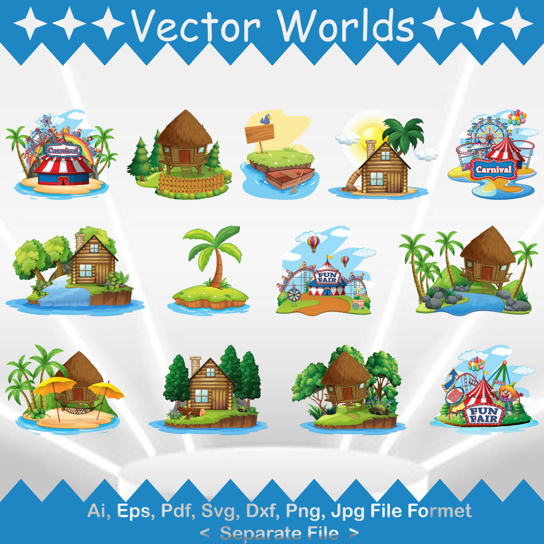 Island Scenery SVG Vector Design preview image.