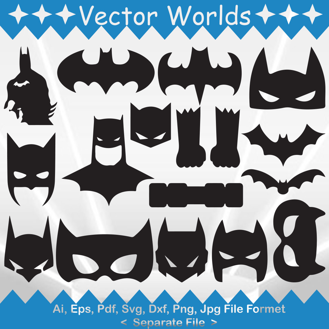 Batman Mask SVG Vector Design preview image.