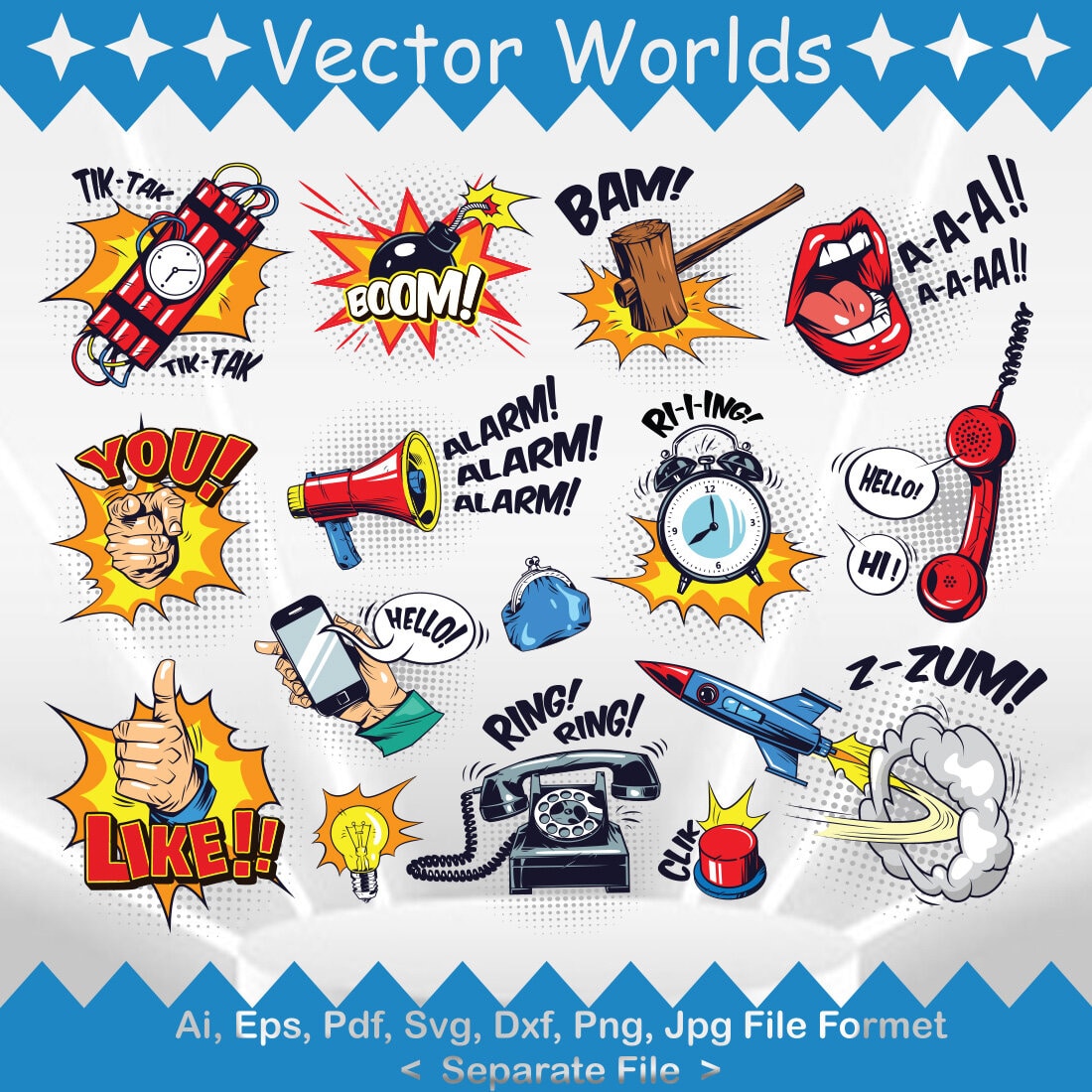 Comic Word SVG Vector Design preview image.