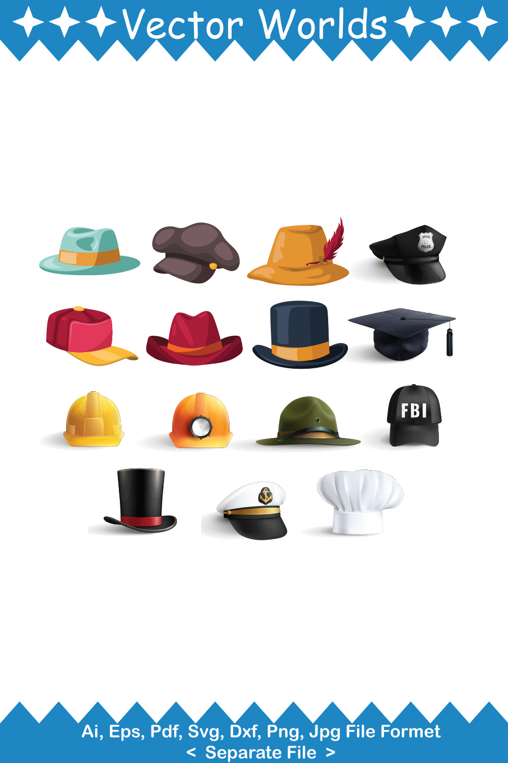 Hats SVG Vector Design pinterest preview image.