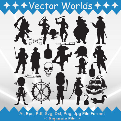 Cartoon Pirate SVG Vector Design cover image.