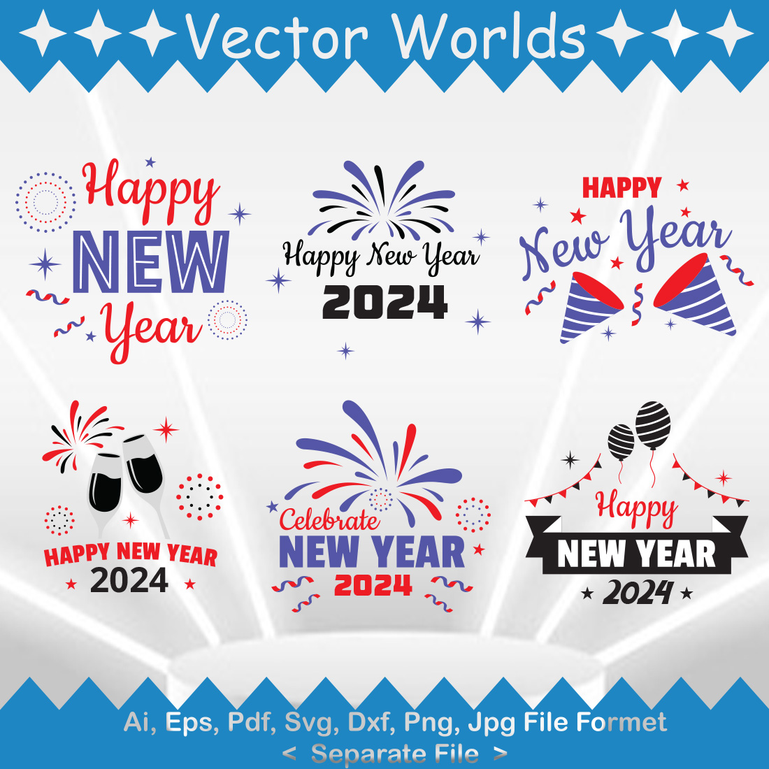 Happy New Year SVG Vector Design cover image.