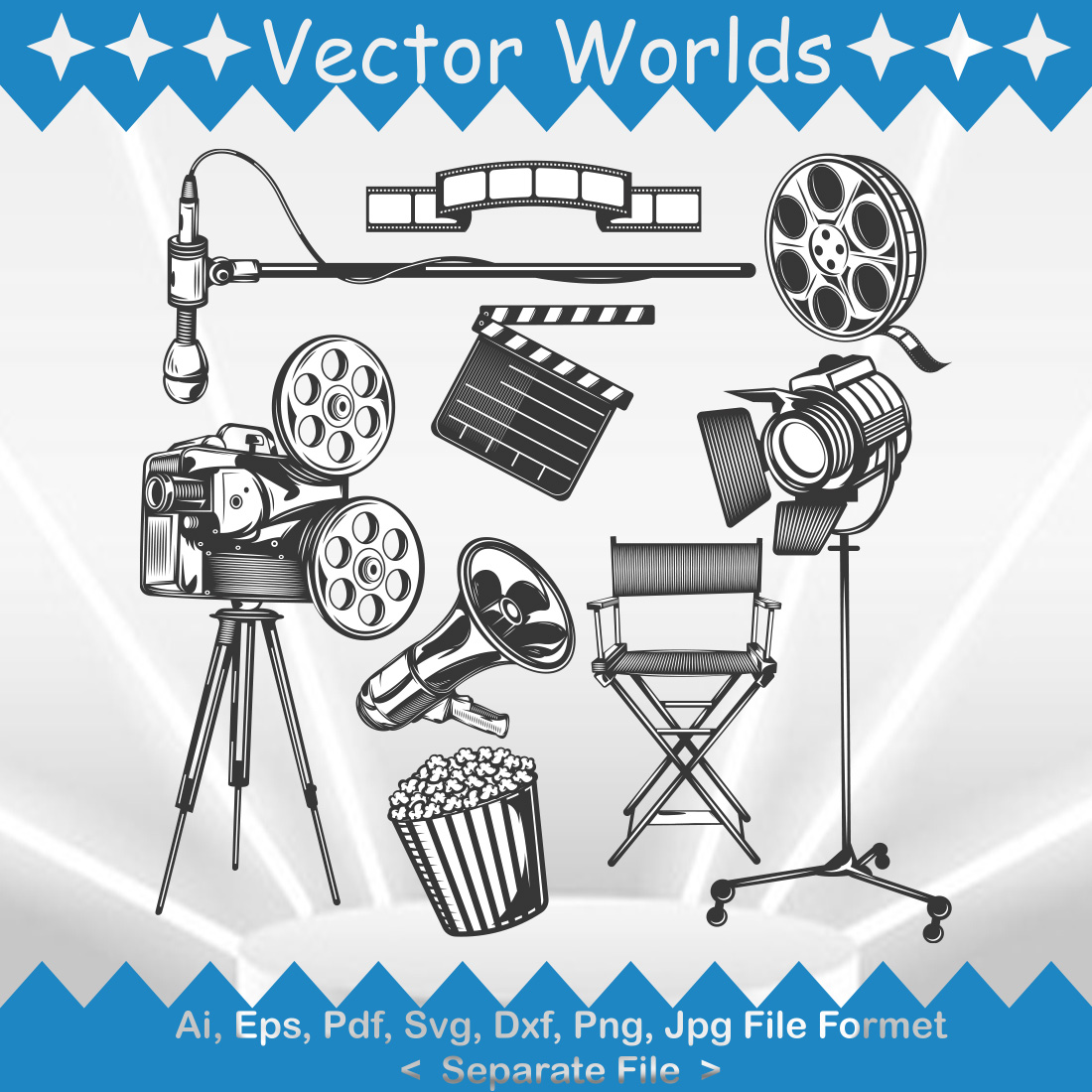 Cinema Elements SVG Vector Design preview image.