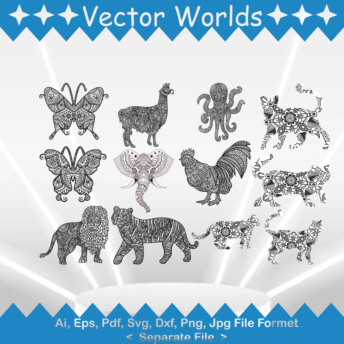 Animal Ornament SVG Vector Design preview image.