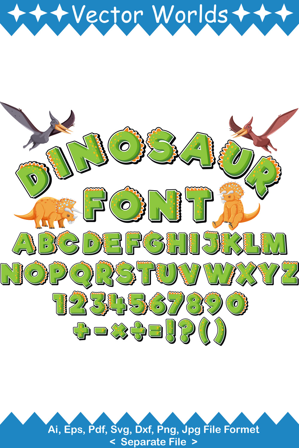 Dinosaur Font SVG Vector Design pinterest preview image.