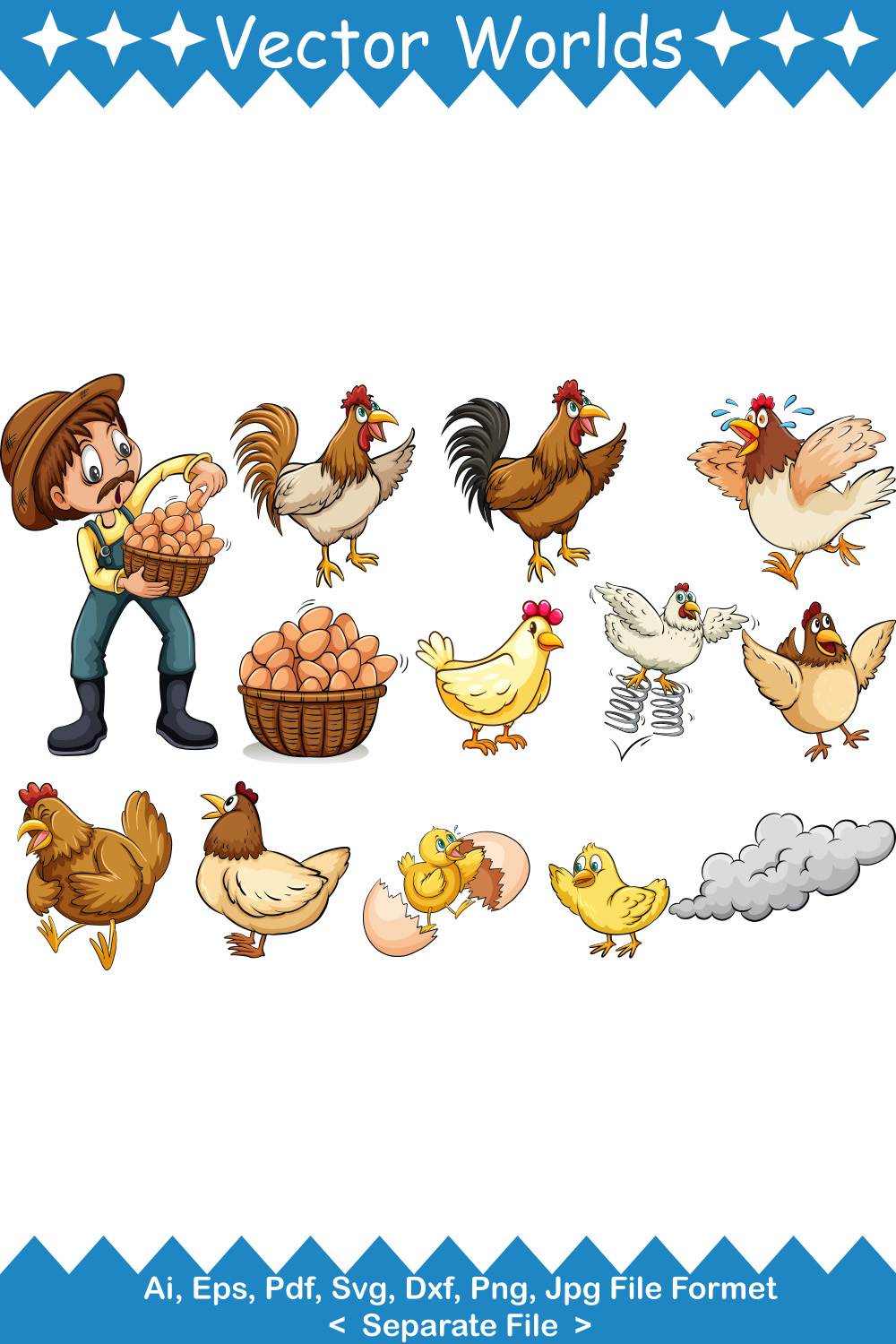 Chickens Farm SVG Vector Design pinterest preview image.