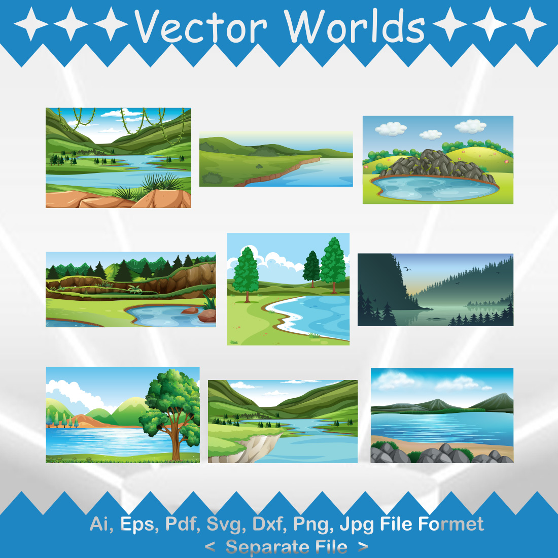 Lake SVG Vector Design preview image.