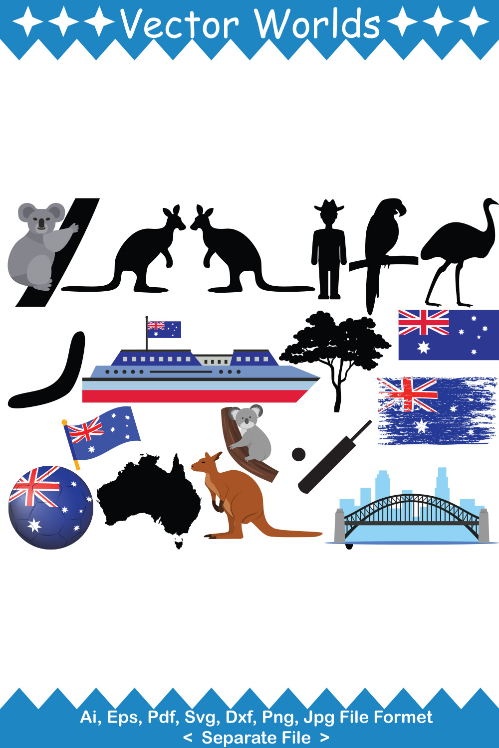 Australia Country Symbol SVG Vector Design pinterest preview image.