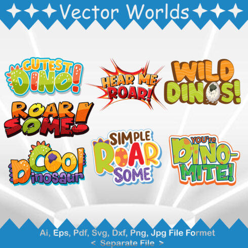 Dino Word SVG Vector Design cover image.