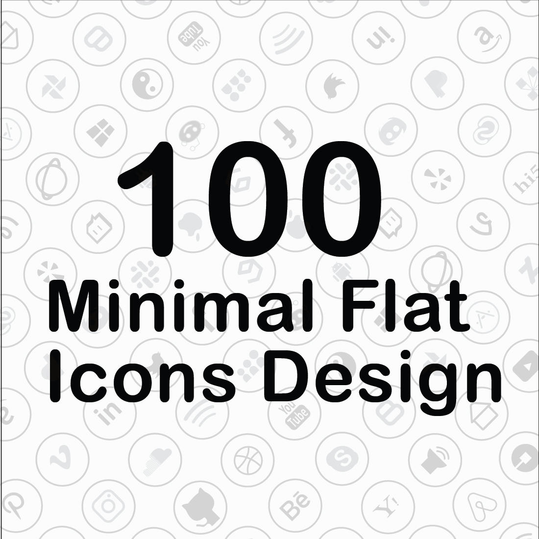 100 Minimal Flat Icons Design Pack cover image.