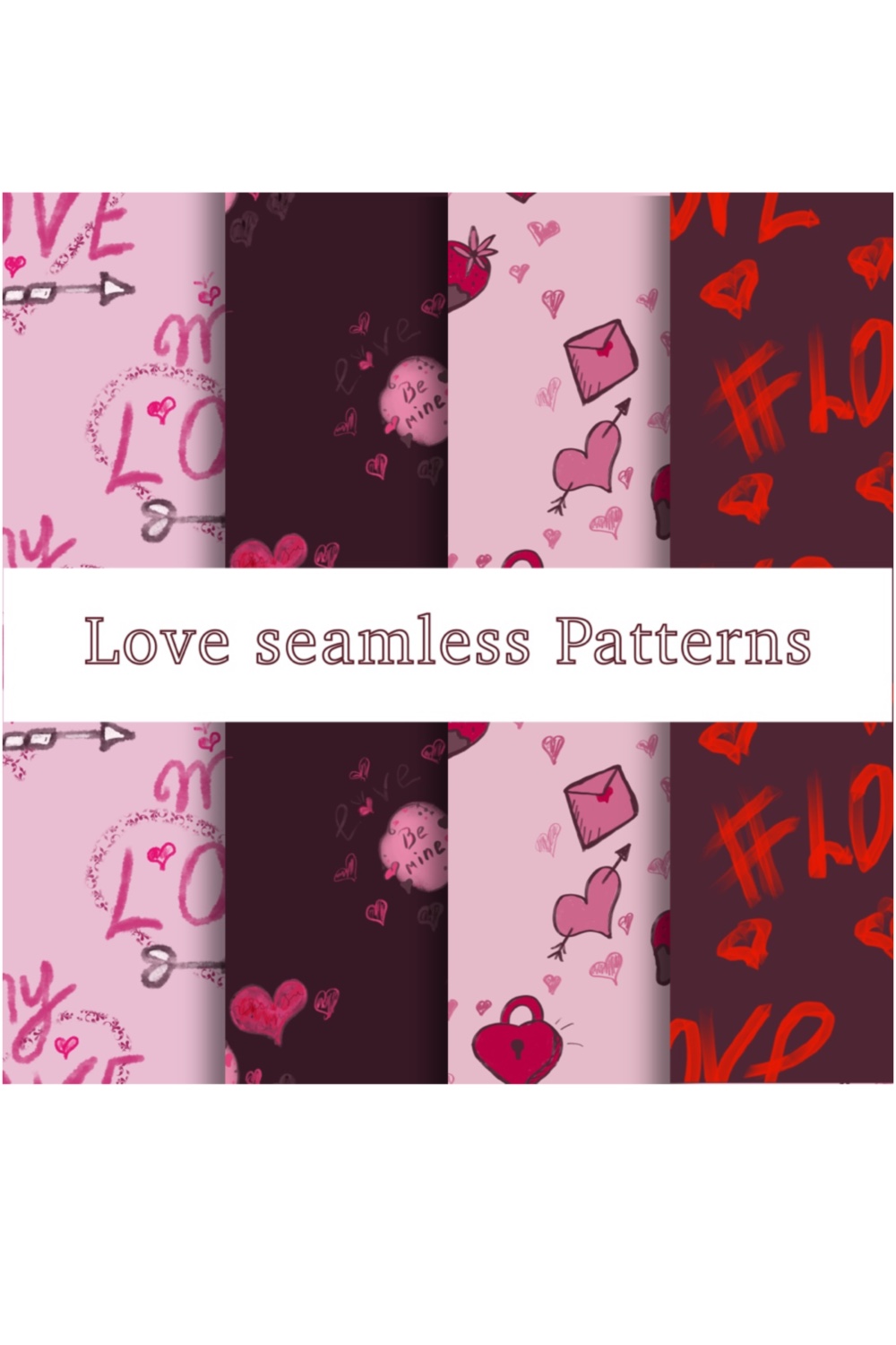 Love seamless patterns pinterest preview image.