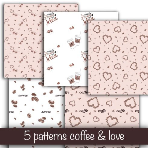 collection of seamless patterns coffee & love cover image.