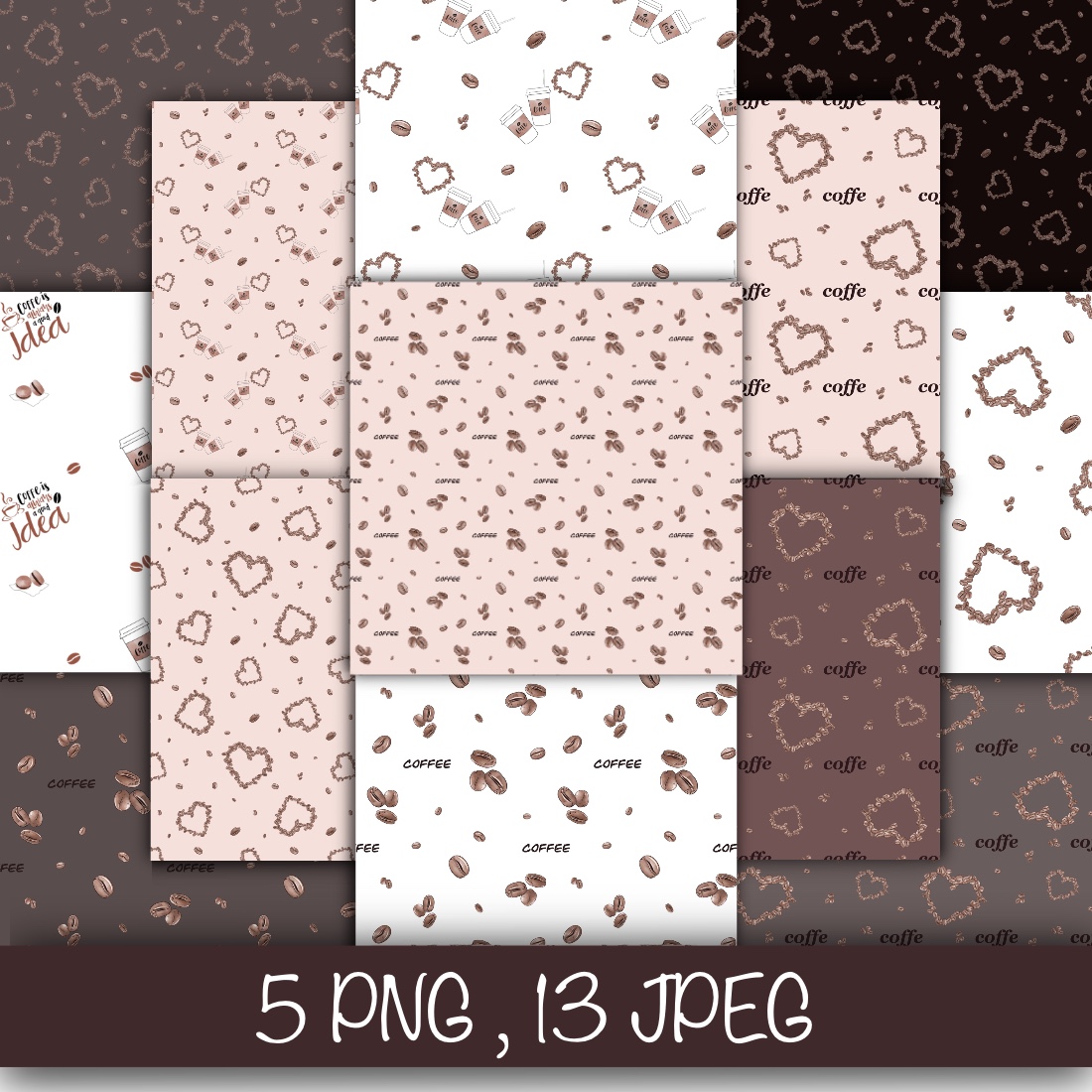 collection of seamless patterns coffee & love preview image.