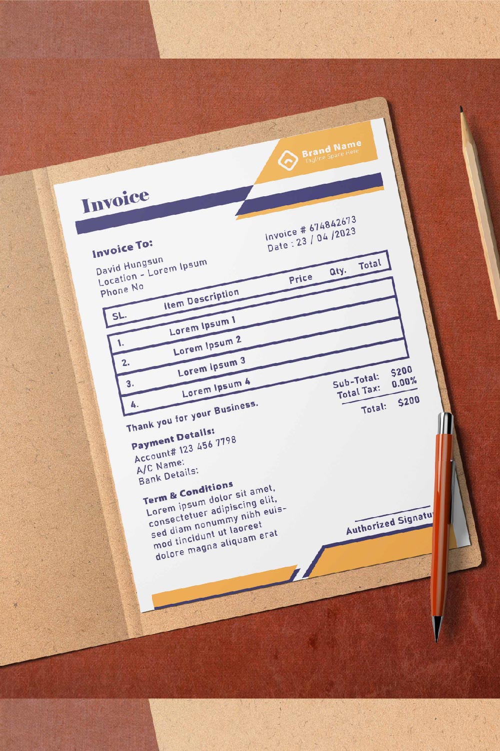 Invoice Template : Streamline your business finances effortlessly! pinterest preview image.