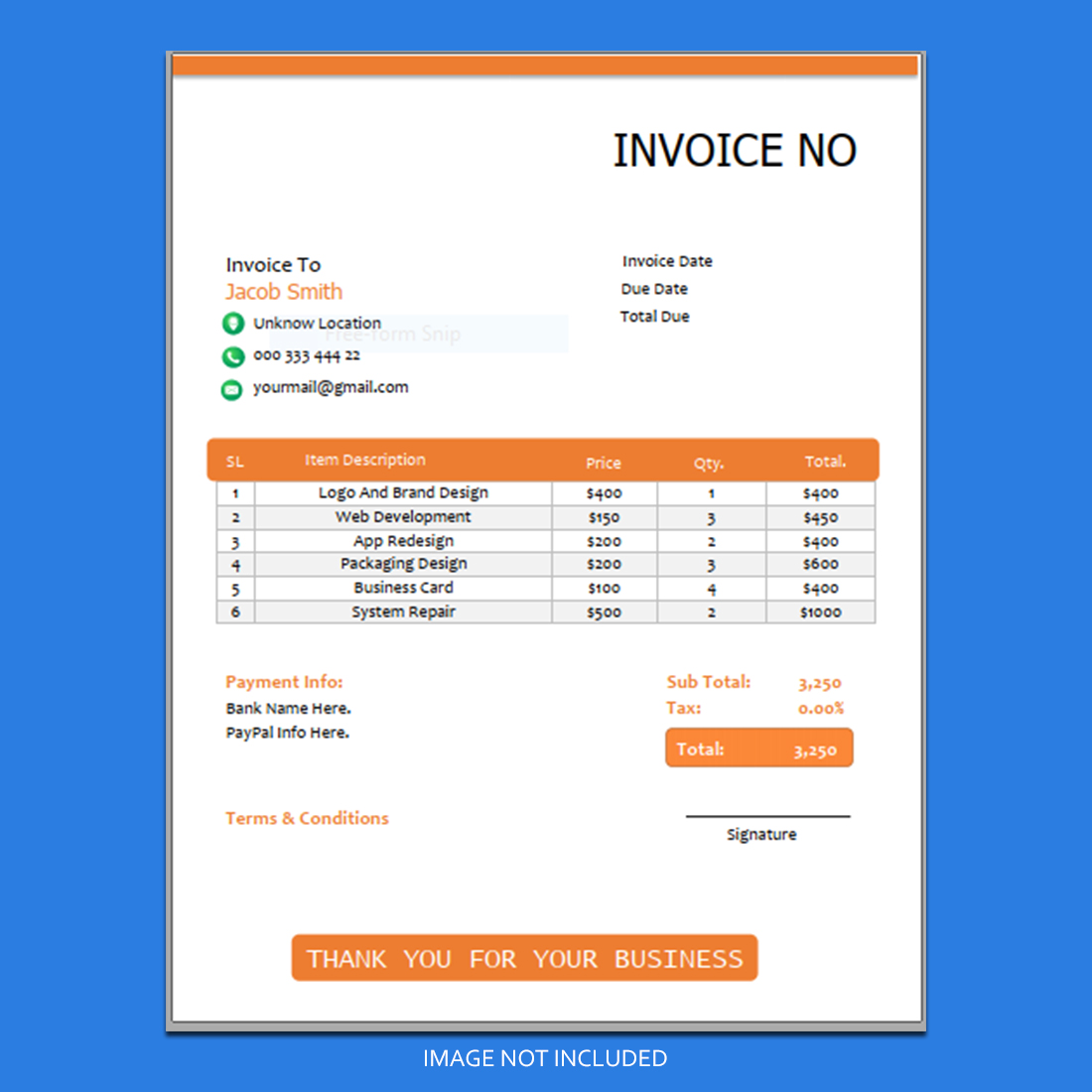 Invoice design preview image.