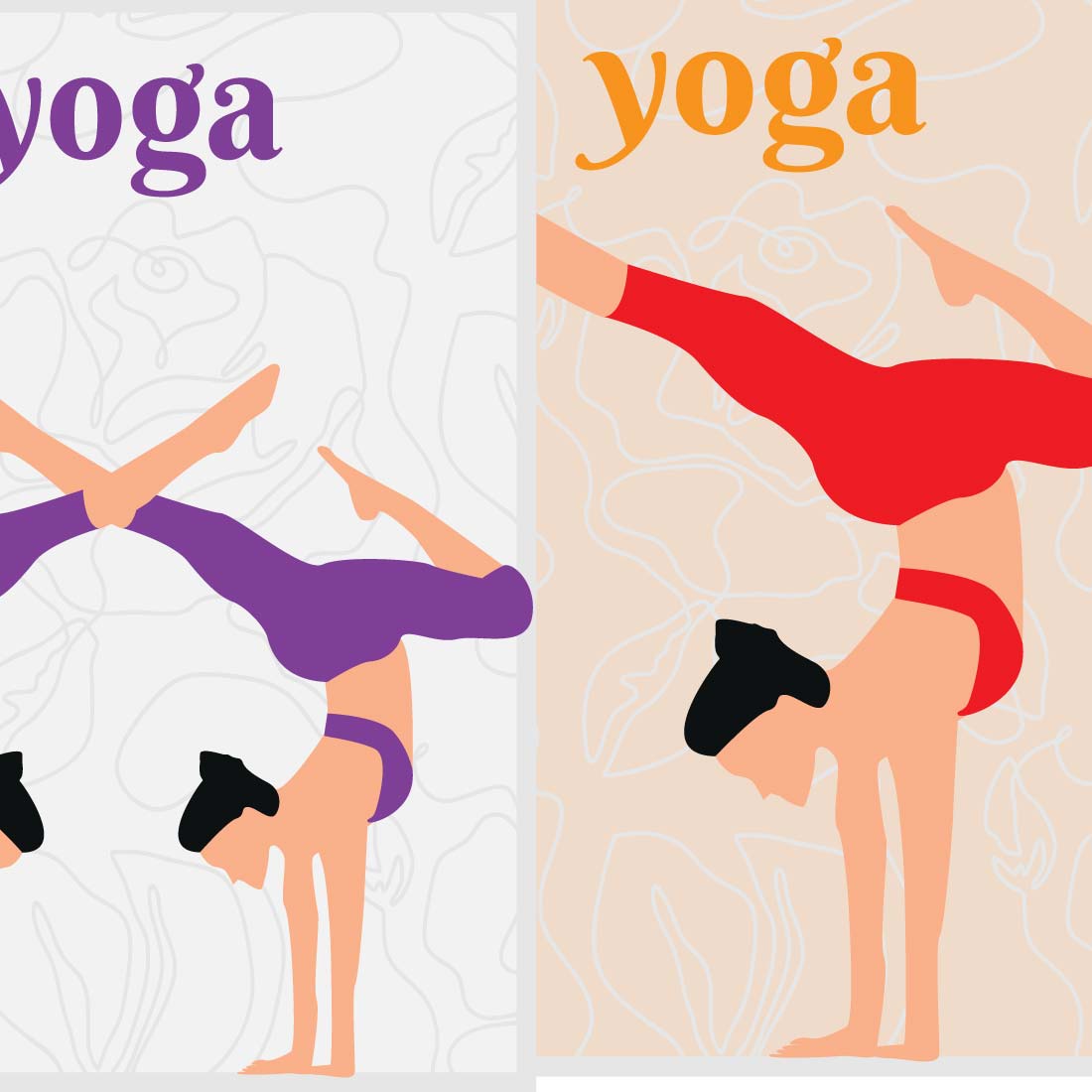 4 bundles of yoga posters, templates,Burcher's cover image.
