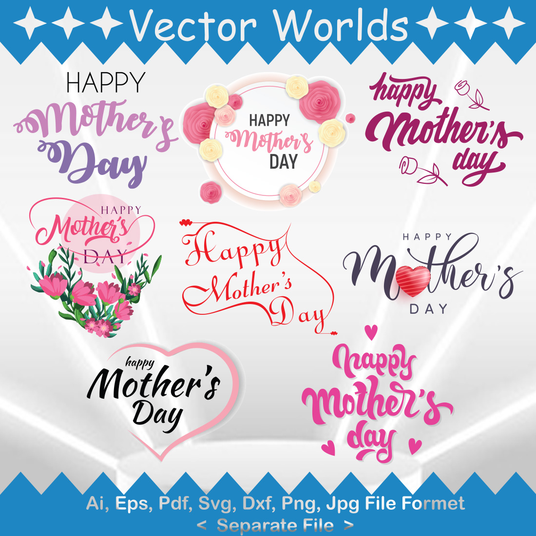 Happy Mothers Day SVG Vector Design preview image.