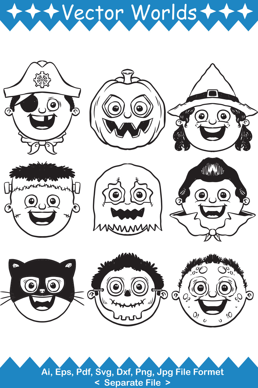 Children Halloween Costume SVG Vector Design pinterest preview image.