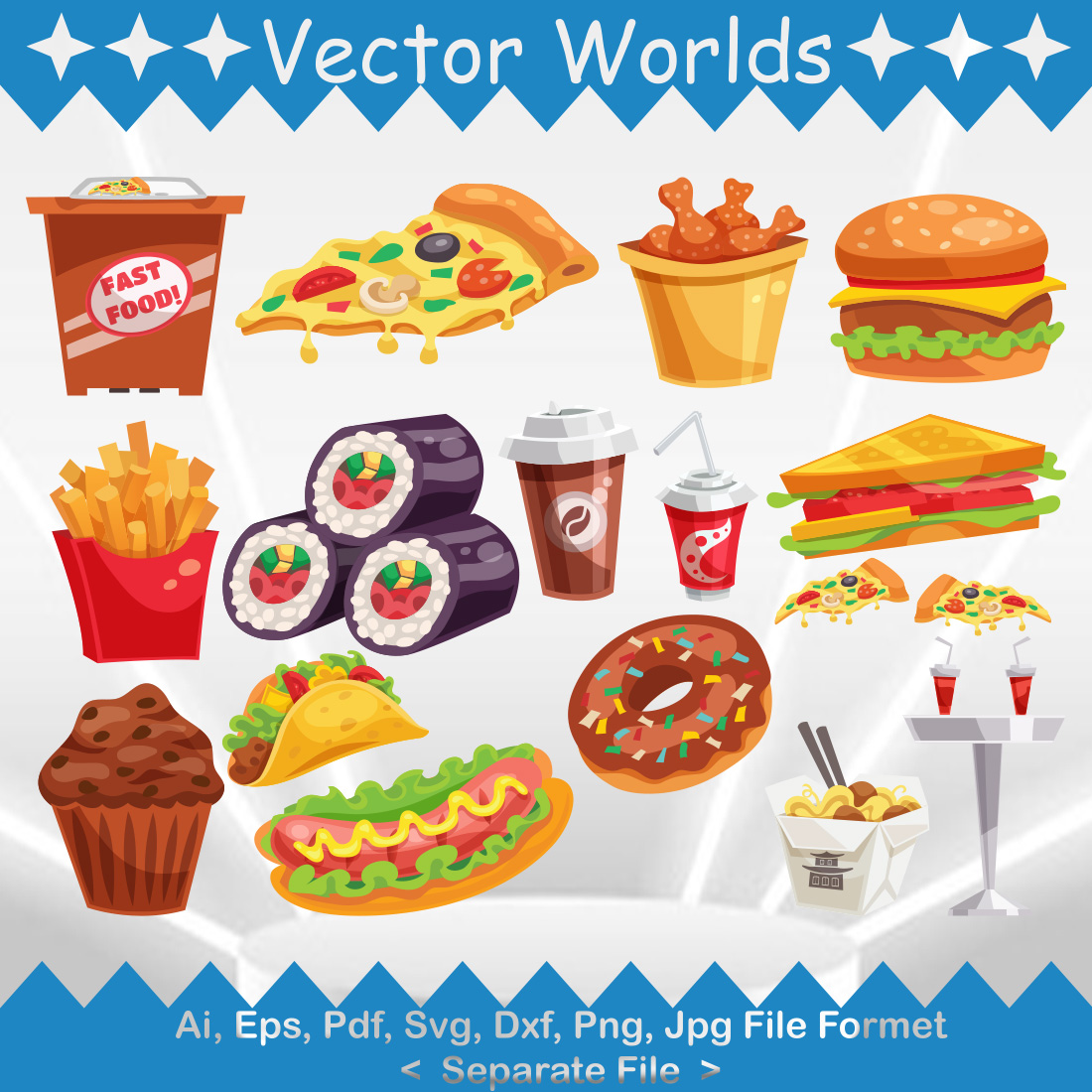 Fast Food SVG Vector Design cover image.