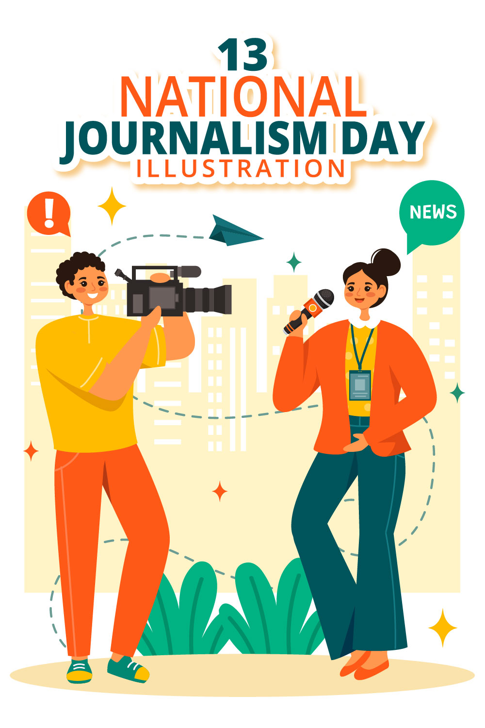 13 National Journalism Day Illustration pinterest preview image.