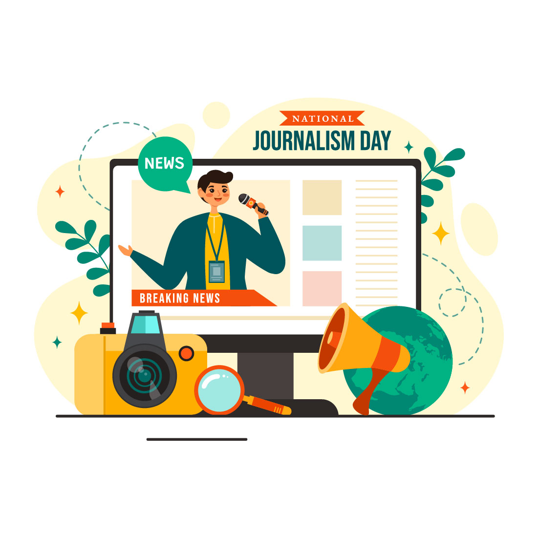 13 National Journalism Day Illustration preview image.