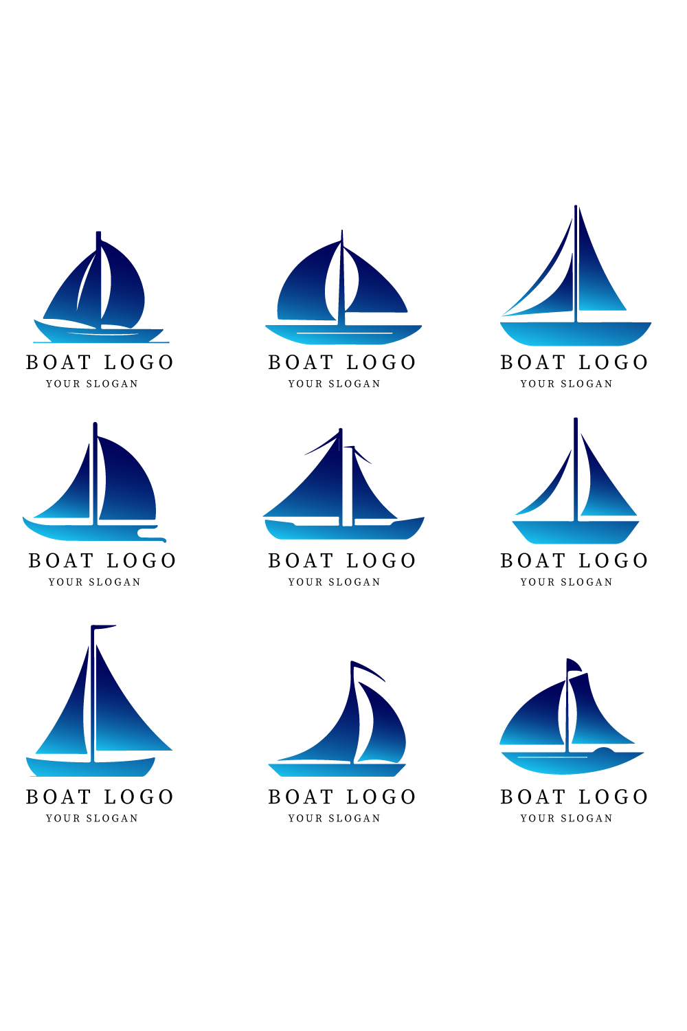 modern boat logo designs bundle pinterest preview image.