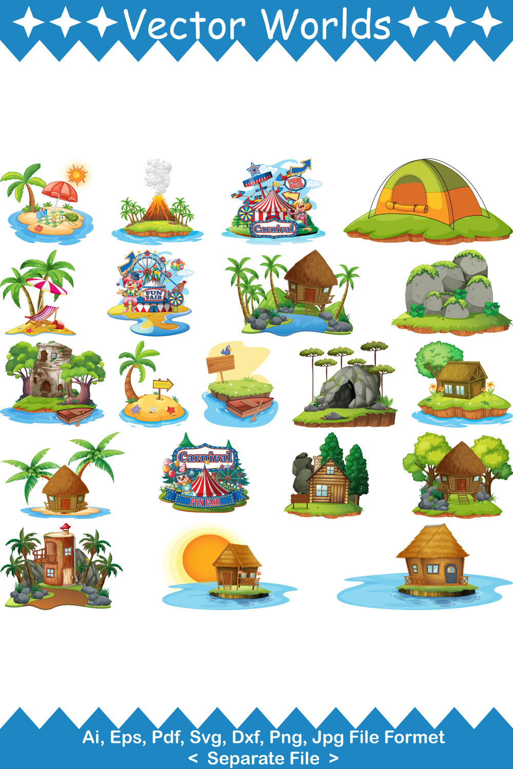 Island Park Beach SVG Vector Design pinterest preview image.