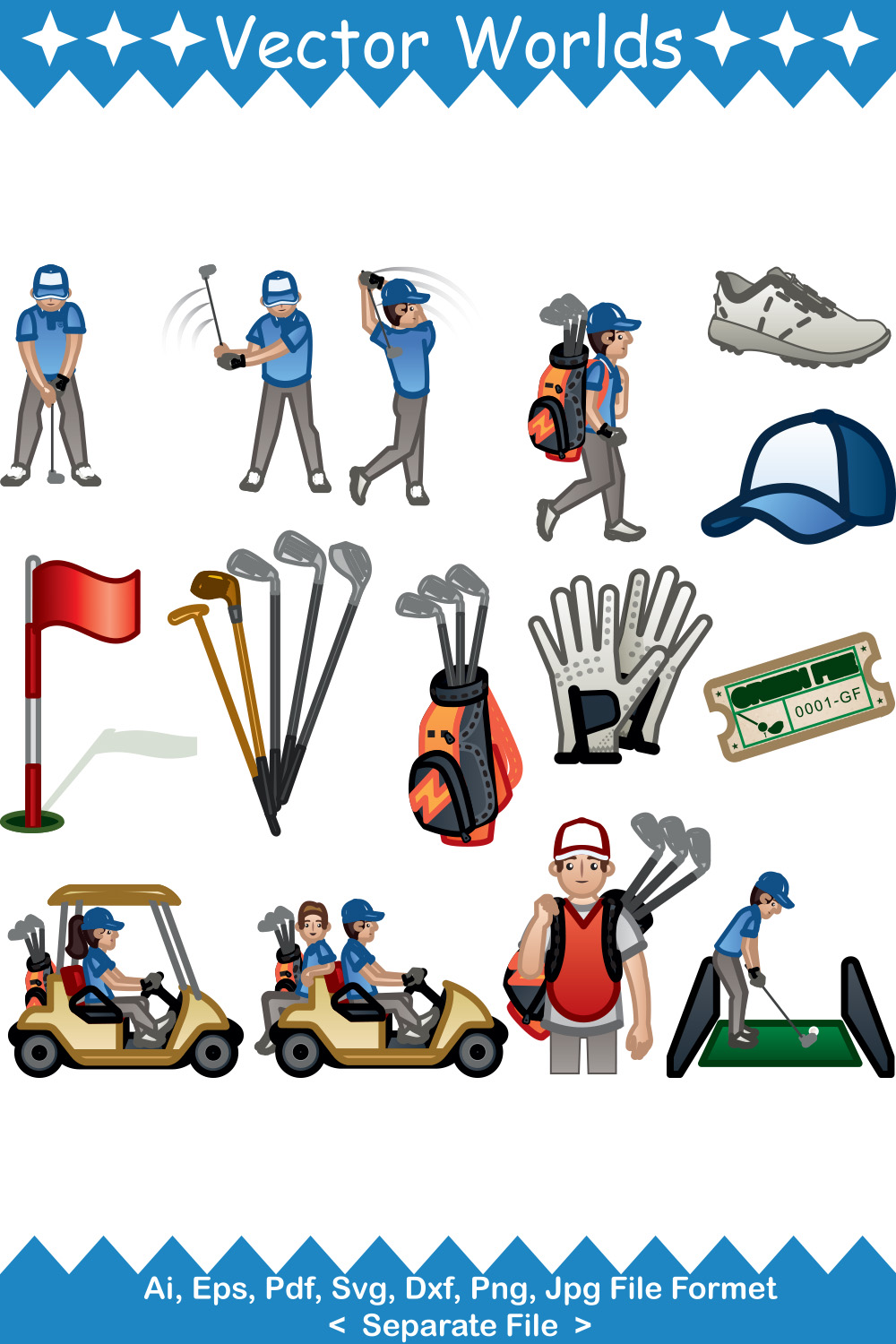 Golf Elements SVG Vector Design pinterest preview image.