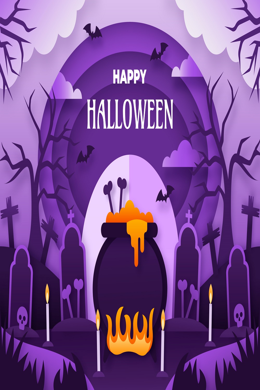 Halloween celebration paper style background pinterest preview image.