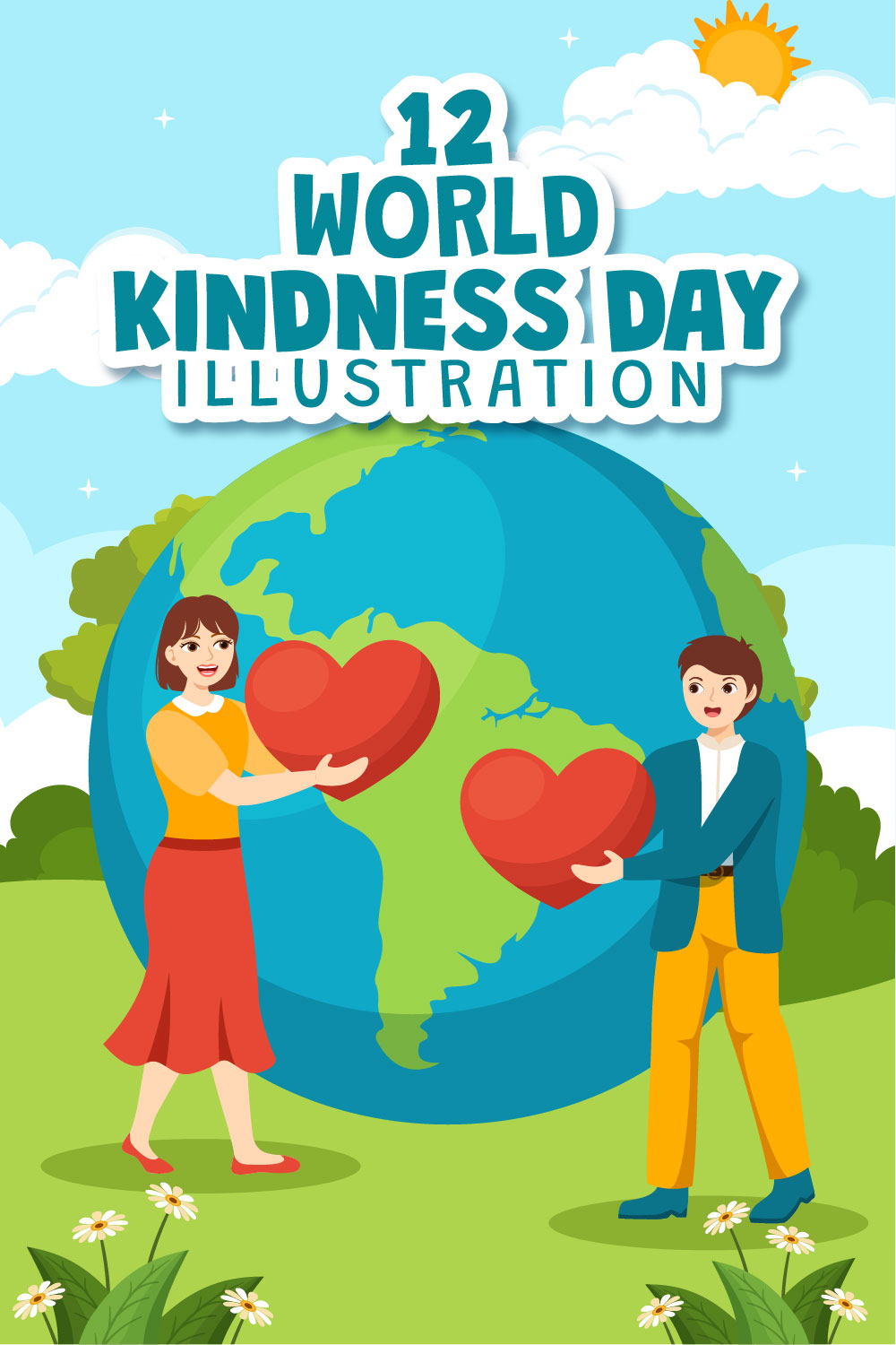 12 World Kindness Day Illustration pinterest preview image.