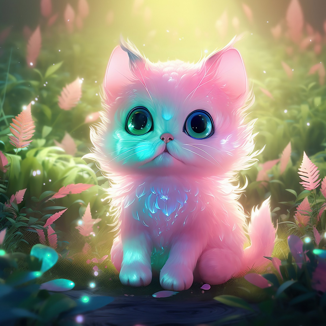 kittens playing forest generative 125