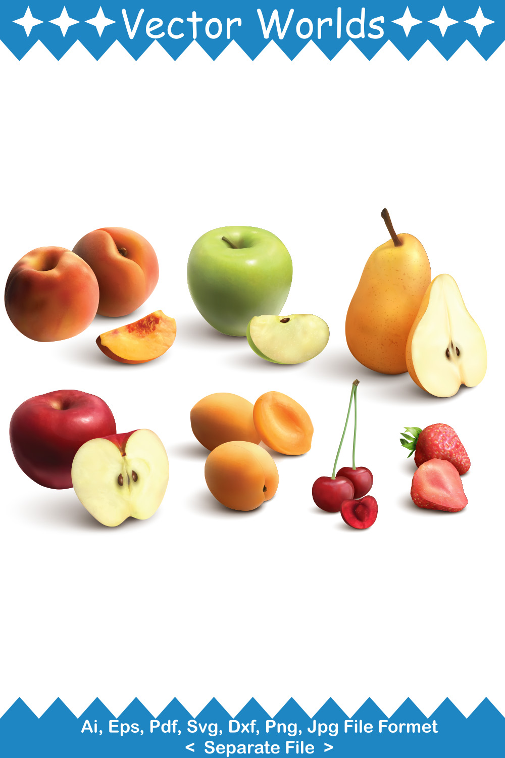 Fresh Fruit SVG Vector Design pinterest preview image.