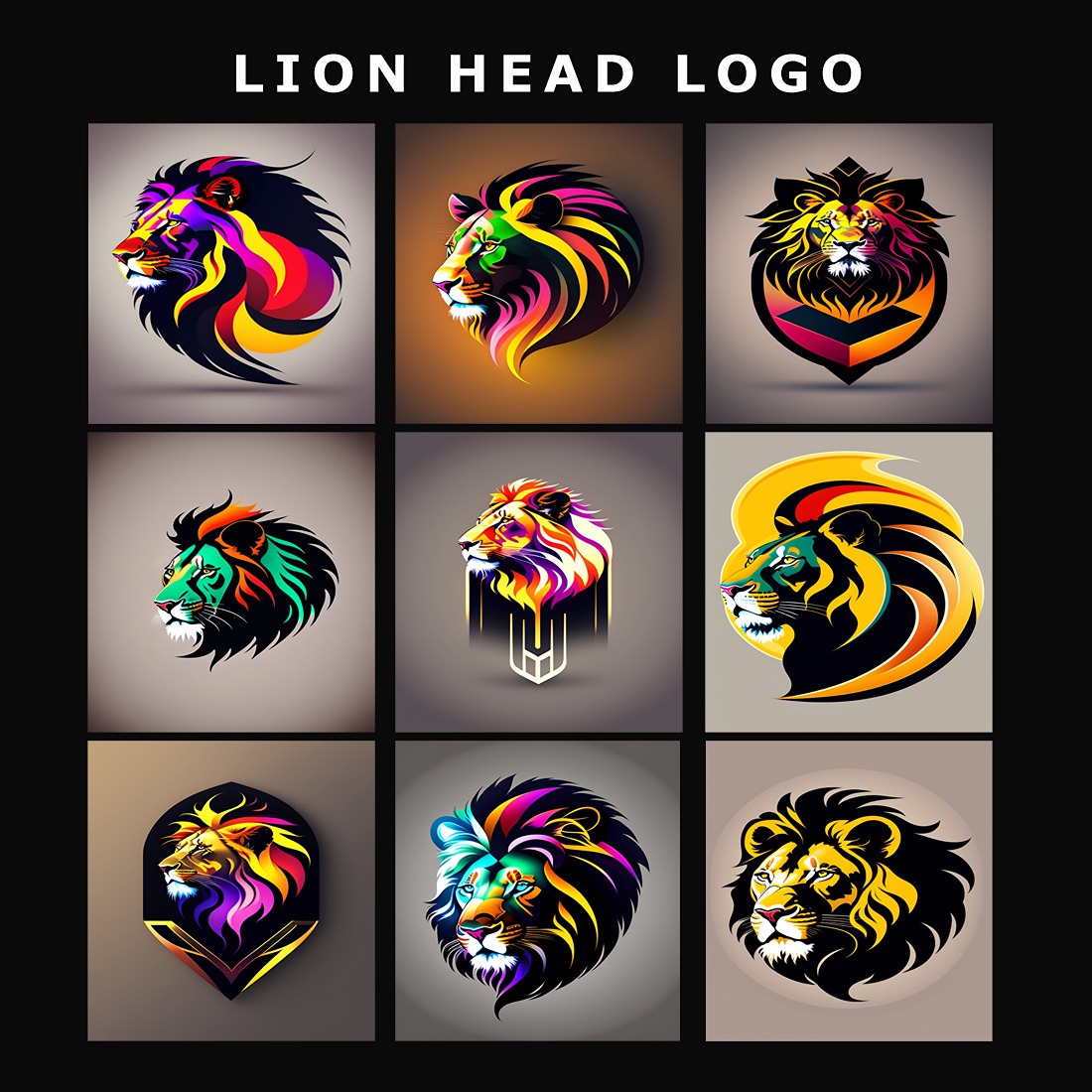 Lion - Head Logo Design Template, lion head color logo, lion head vector logo, lion head icon logo, lion logo preview image.