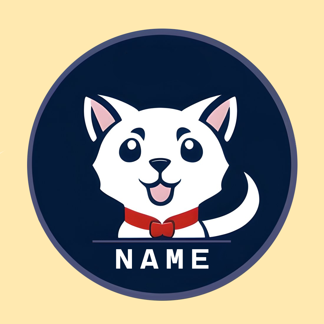 dog logo, with inscription, and skin color background preview image.