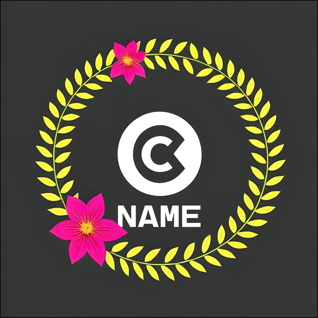 logo with flowers wreath and symbol cover image.