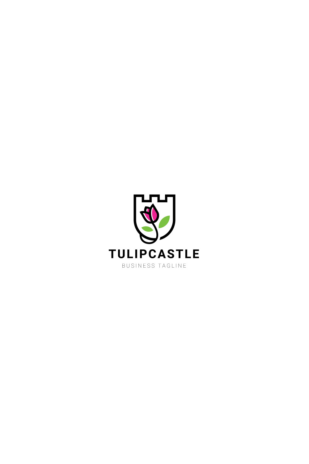 Tulip Castle Logo design pinterest preview image.