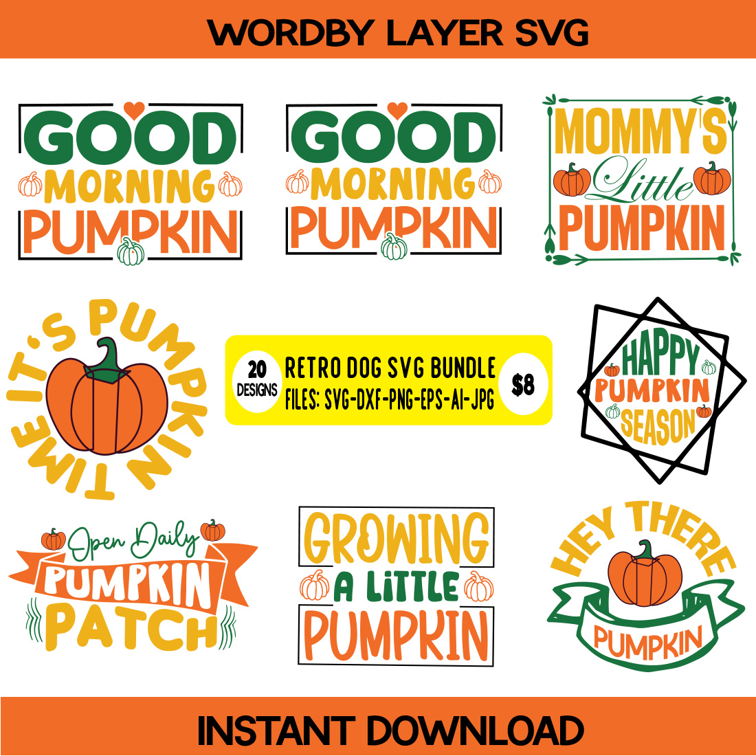 Pumpkin SVG T-Shirt Design cover image.