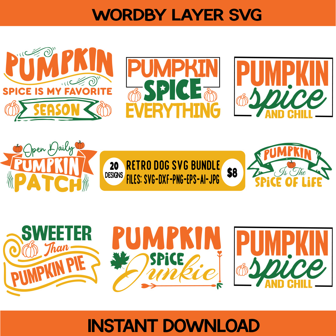 Pumpkin SVG T-Shirt Design preview image.