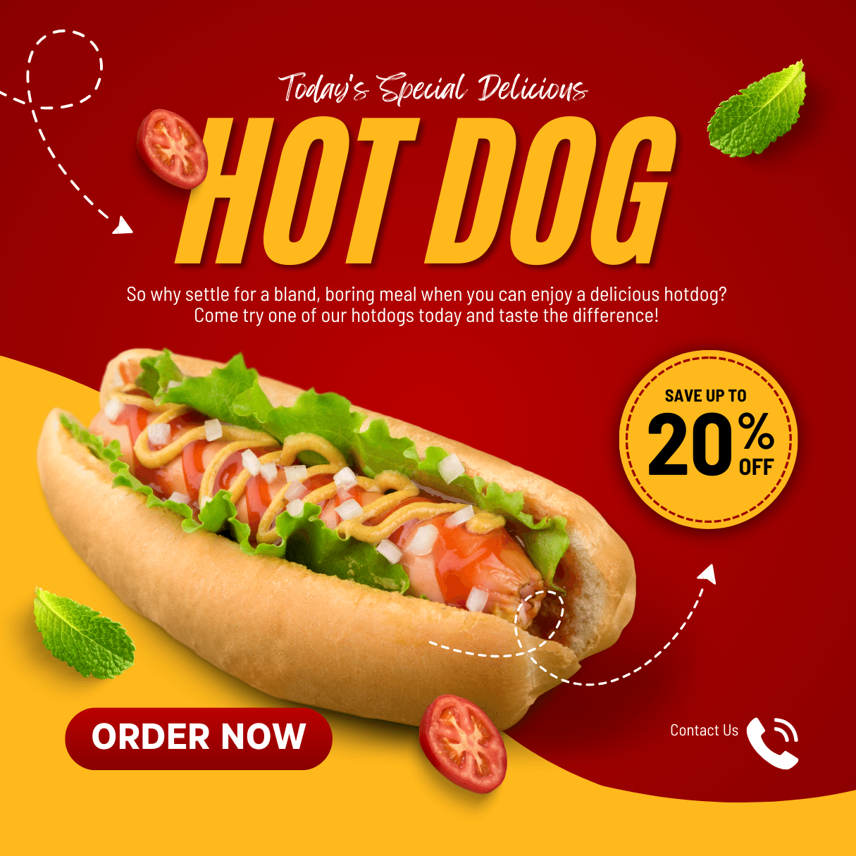 Customize online this Abstract Modern Hot Dog Night Special Offer Flyer  template