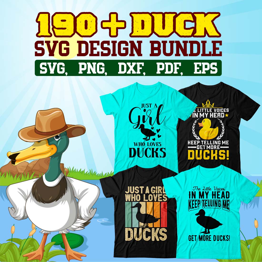 Duck SVG Design Bundle cover image.