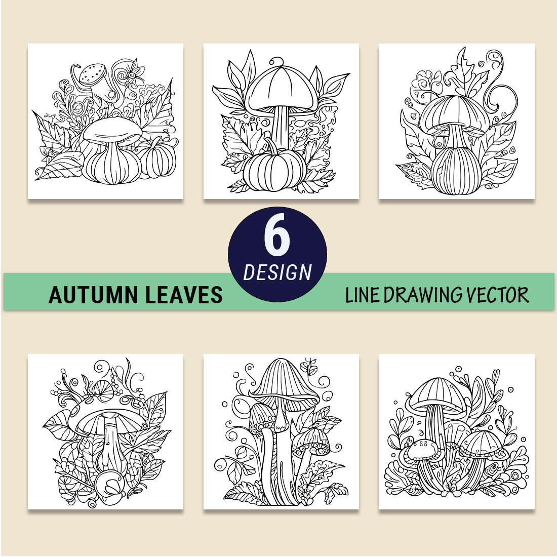 mushroom in autumn Happy Fall coloring page, Hello Fall Coloring Sheets, Autumn Fall Activities centrists coloring page, Autumn falling leaves preview image.